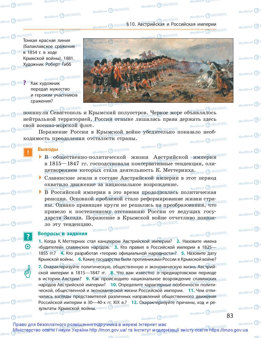 Підручники Всесвітня історія 9 клас сторінка 83