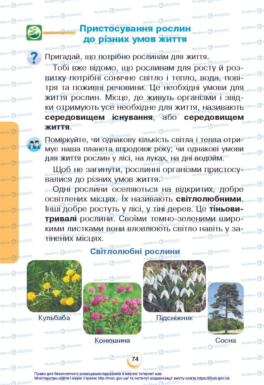 Підручники Я досліджую світ 3 клас сторінка 74