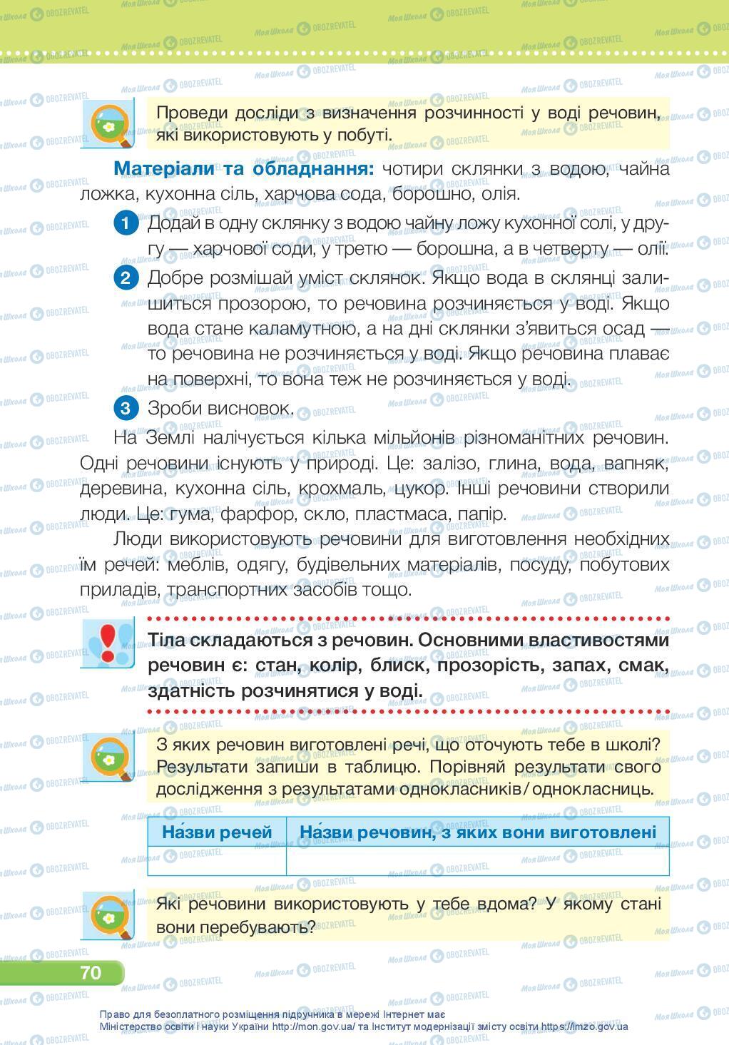 Підручники Я досліджую світ 3 клас сторінка 70