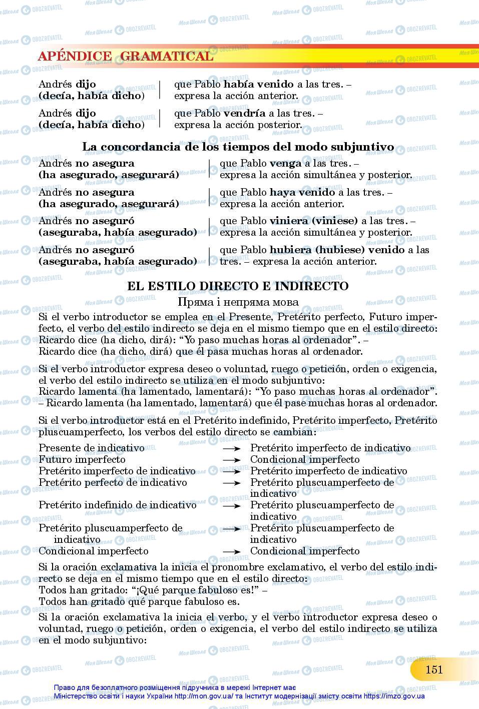Підручники Іспанська мова 11 клас сторінка 151