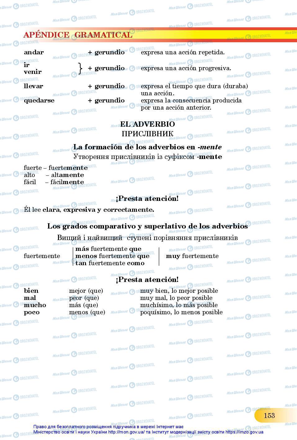 Підручники Іспанська мова 11 клас сторінка 153