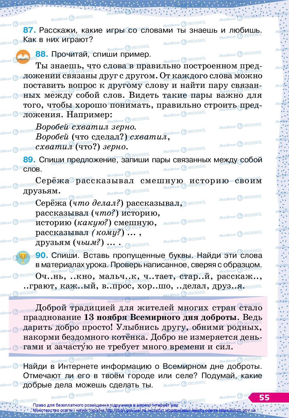 Підручники Російська мова 3 клас сторінка 55