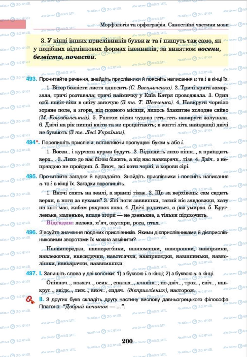 Підручники Українська мова 7 клас сторінка 200