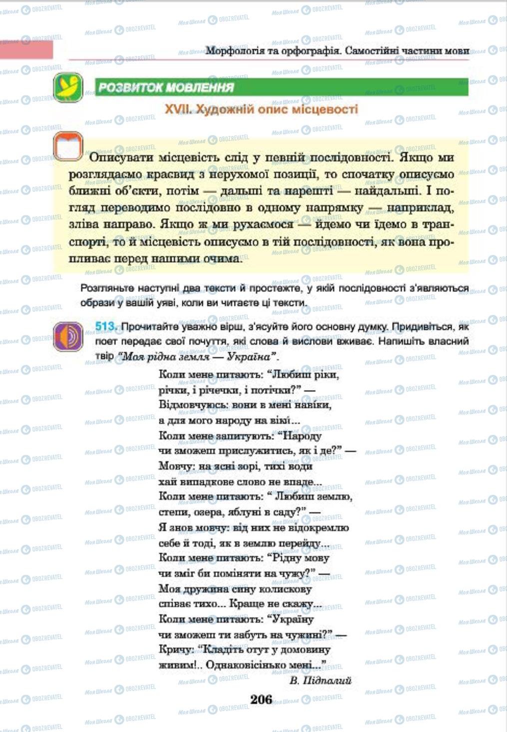 Підручники Українська мова 7 клас сторінка 206