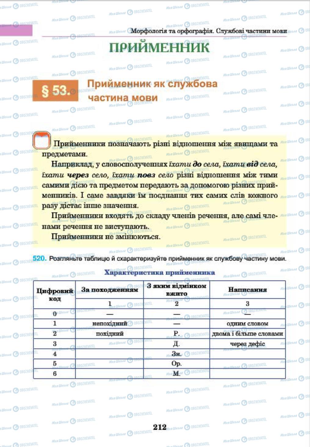 Учебники Укр мова 7 класс страница 212
