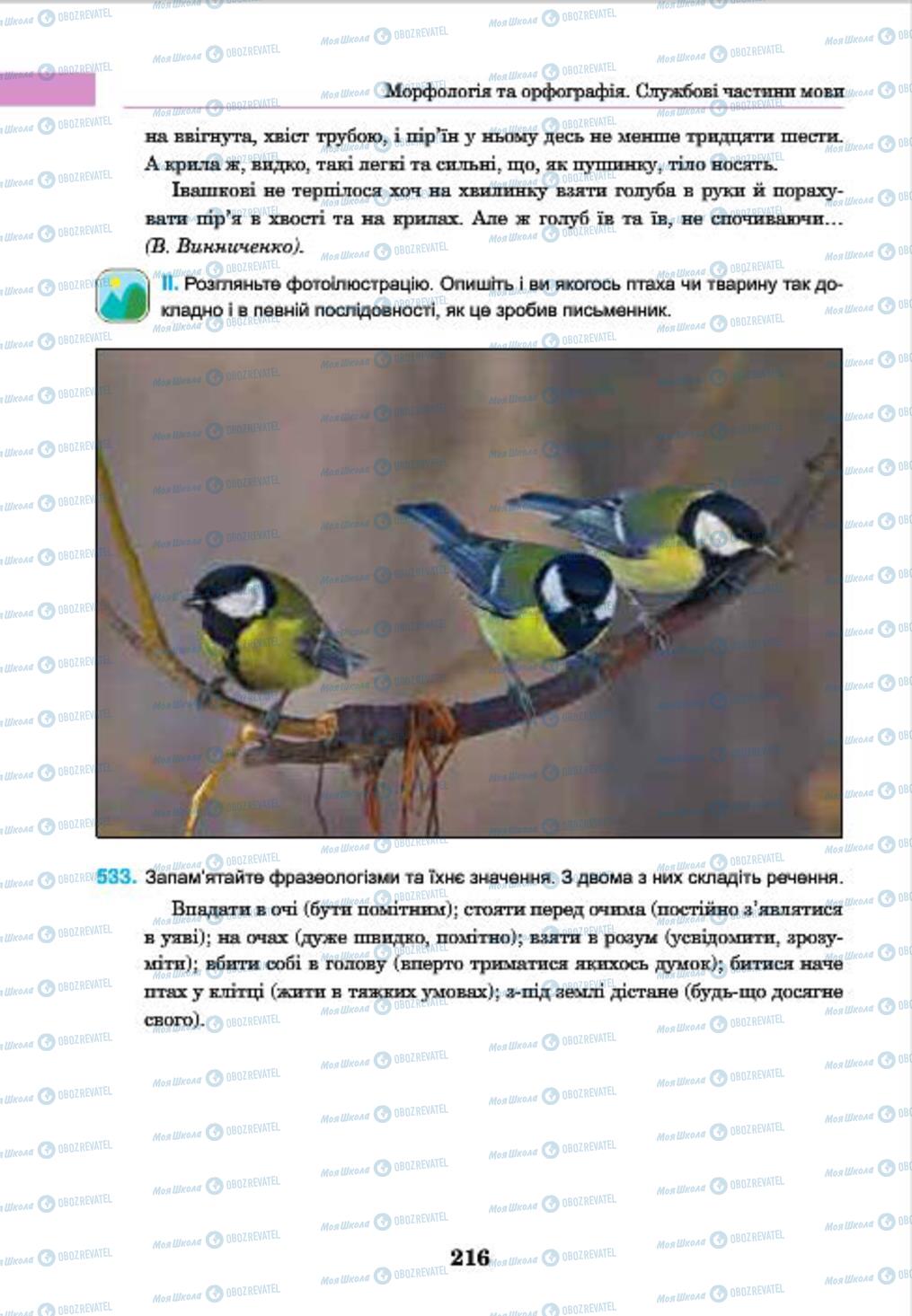 Підручники Українська мова 7 клас сторінка 216