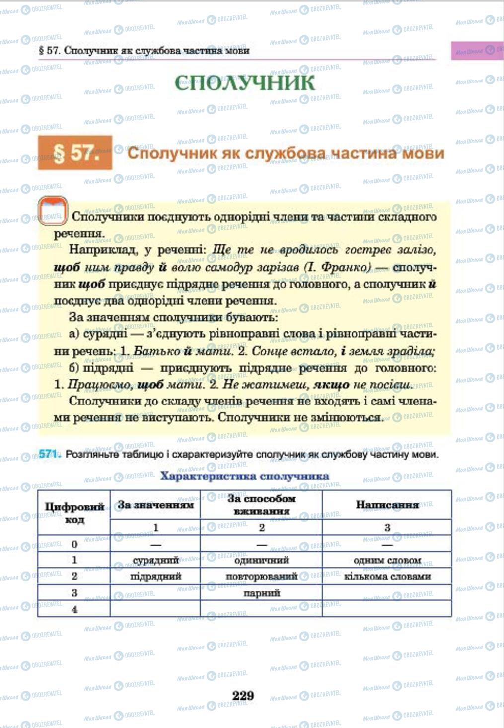 Підручники Українська мова 7 клас сторінка 229