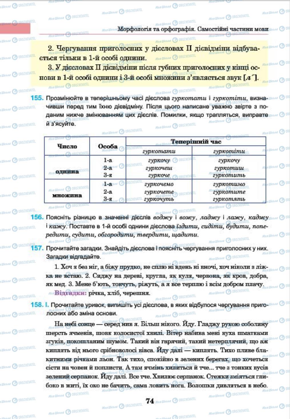 Учебники Укр мова 7 класс страница 74