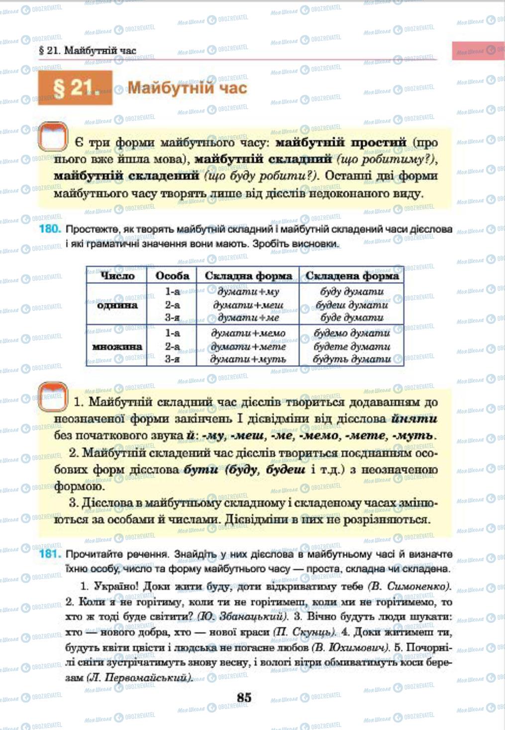 Учебники Укр мова 7 класс страница 85