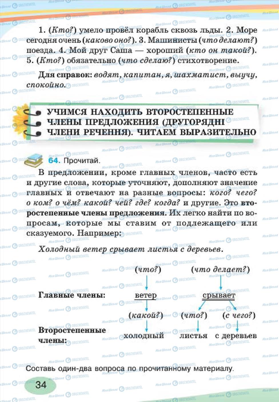 Підручники Російська мова 4 клас сторінка 34