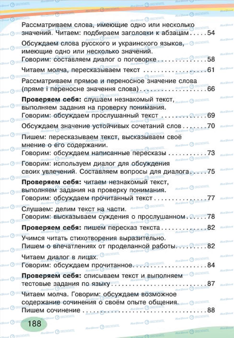 Підручники Російська мова 4 клас сторінка 188