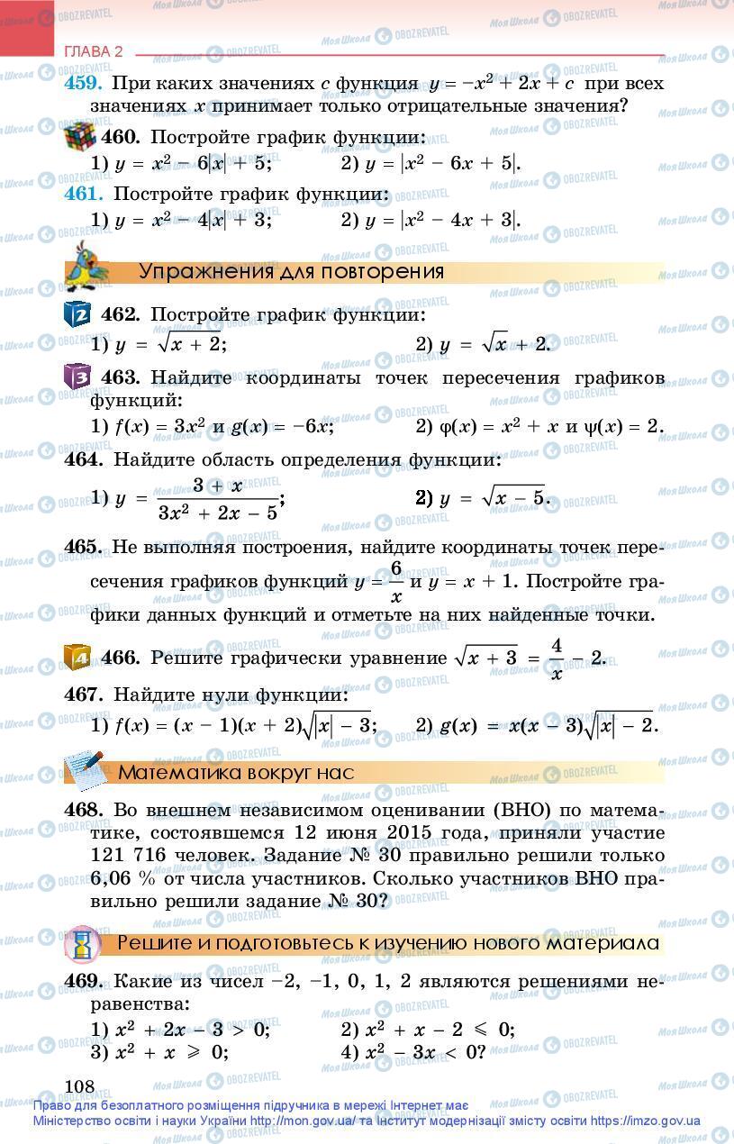 Підручники Алгебра 9 клас сторінка 108