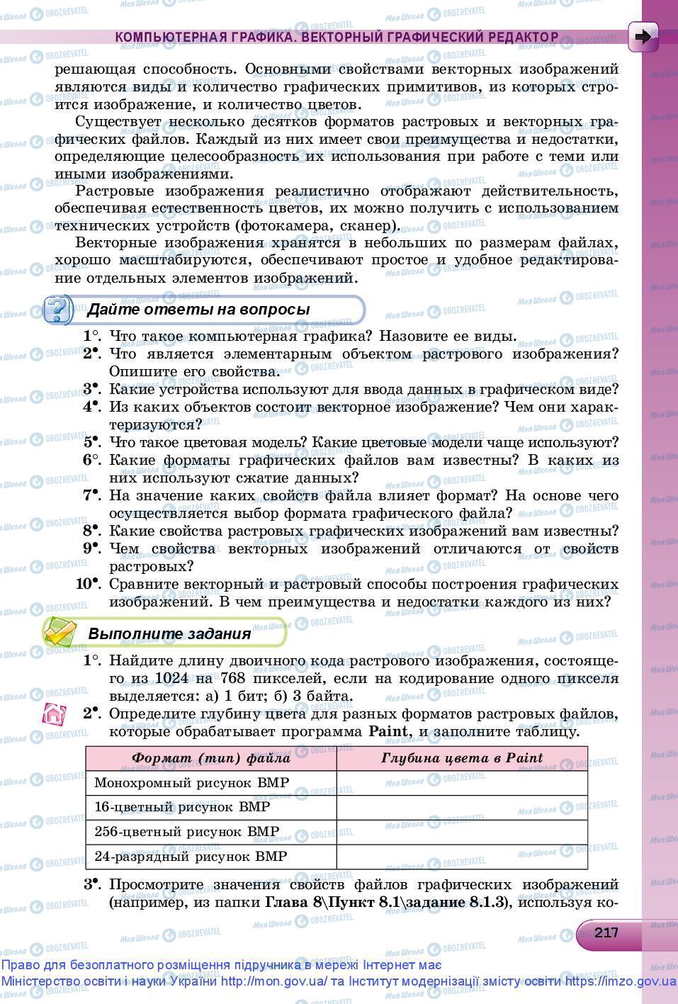 Підручники Інформатика 9 клас сторінка 217