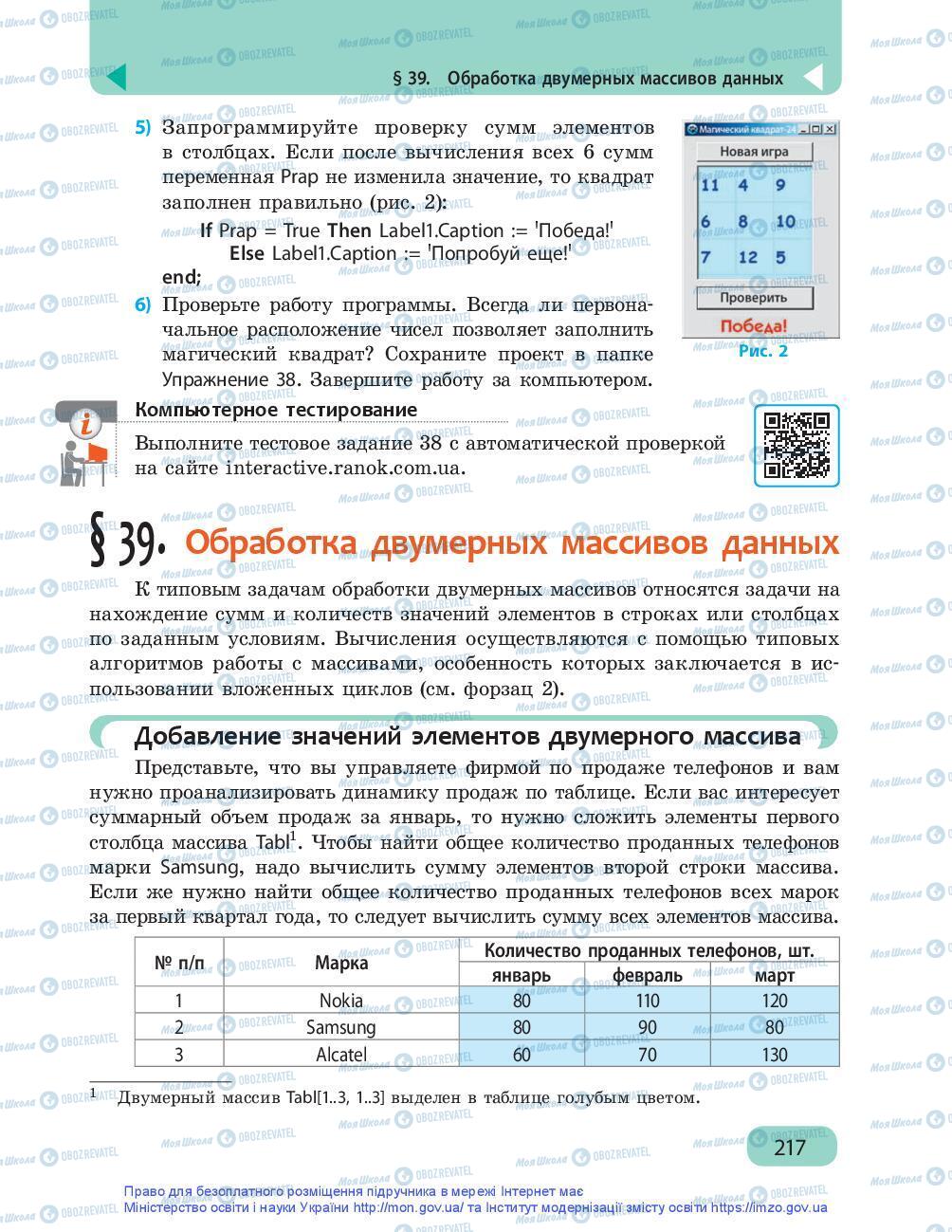 Підручники Інформатика 9 клас сторінка 217