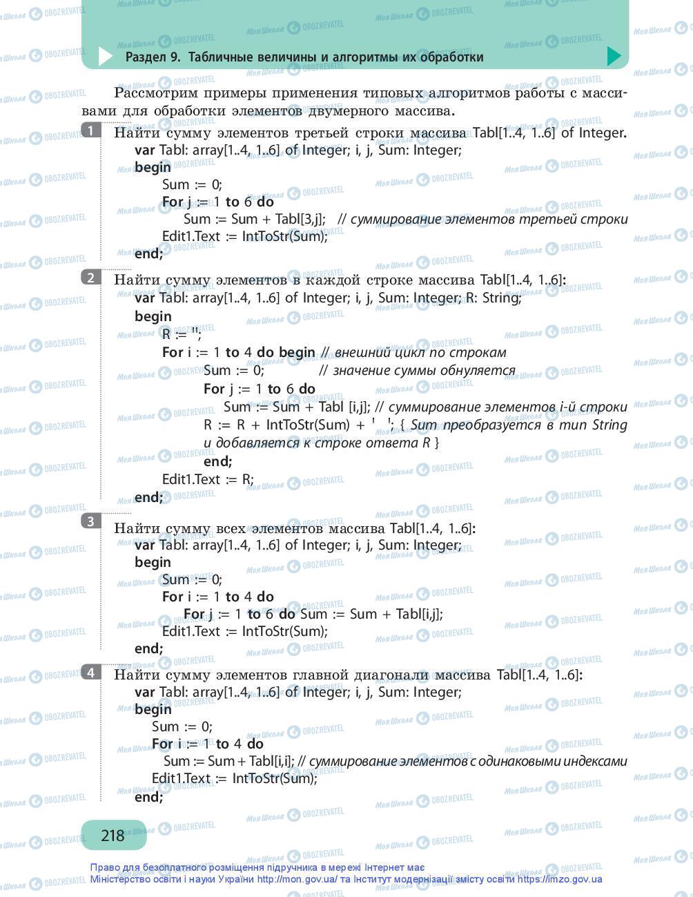 Підручники Інформатика 9 клас сторінка 218