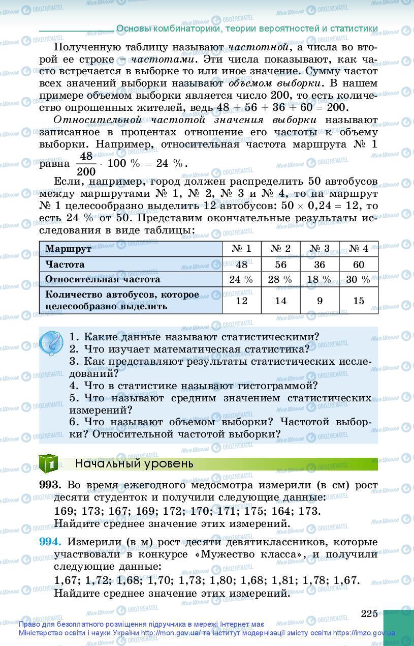 Підручники Алгебра 9 клас сторінка 225