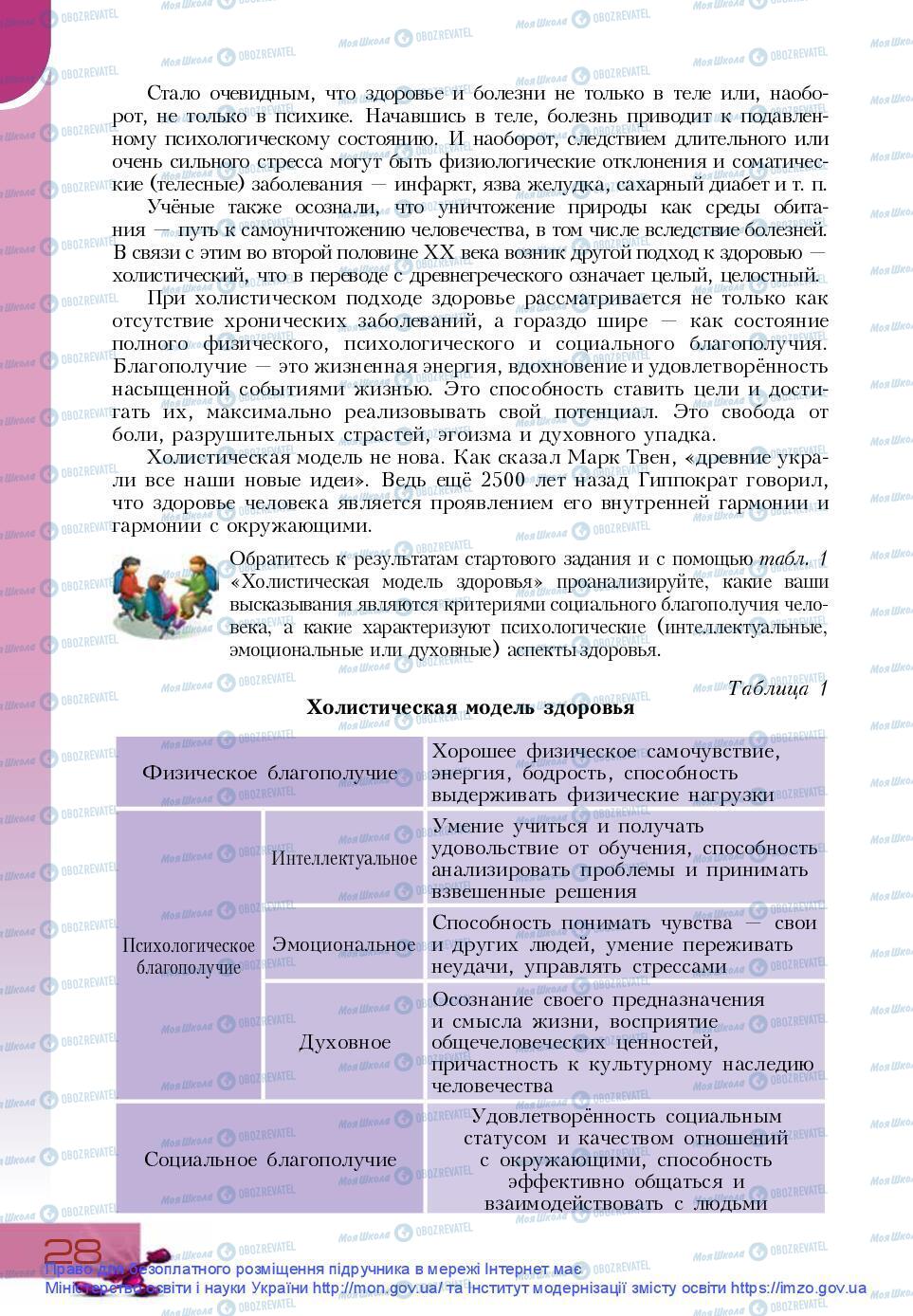 Підручники Основи здоров'я 9 клас сторінка 28