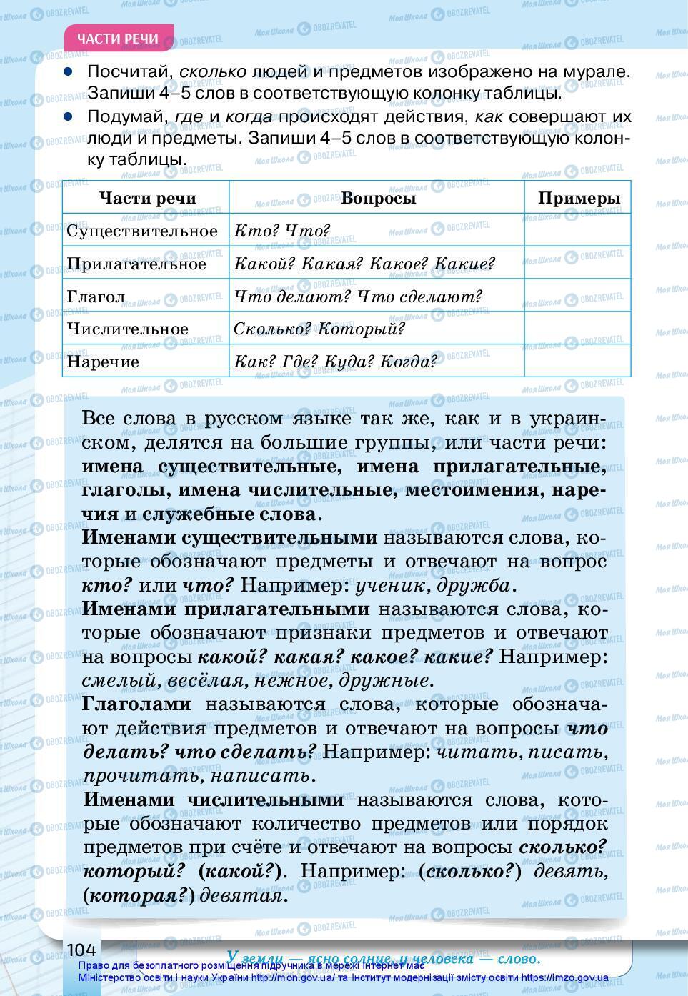 Підручники Російська мова 3 клас сторінка 104