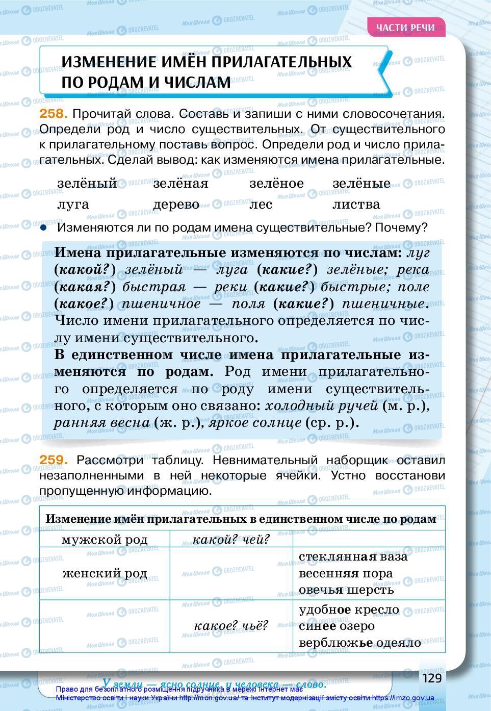 Підручники Російська мова 3 клас сторінка 129