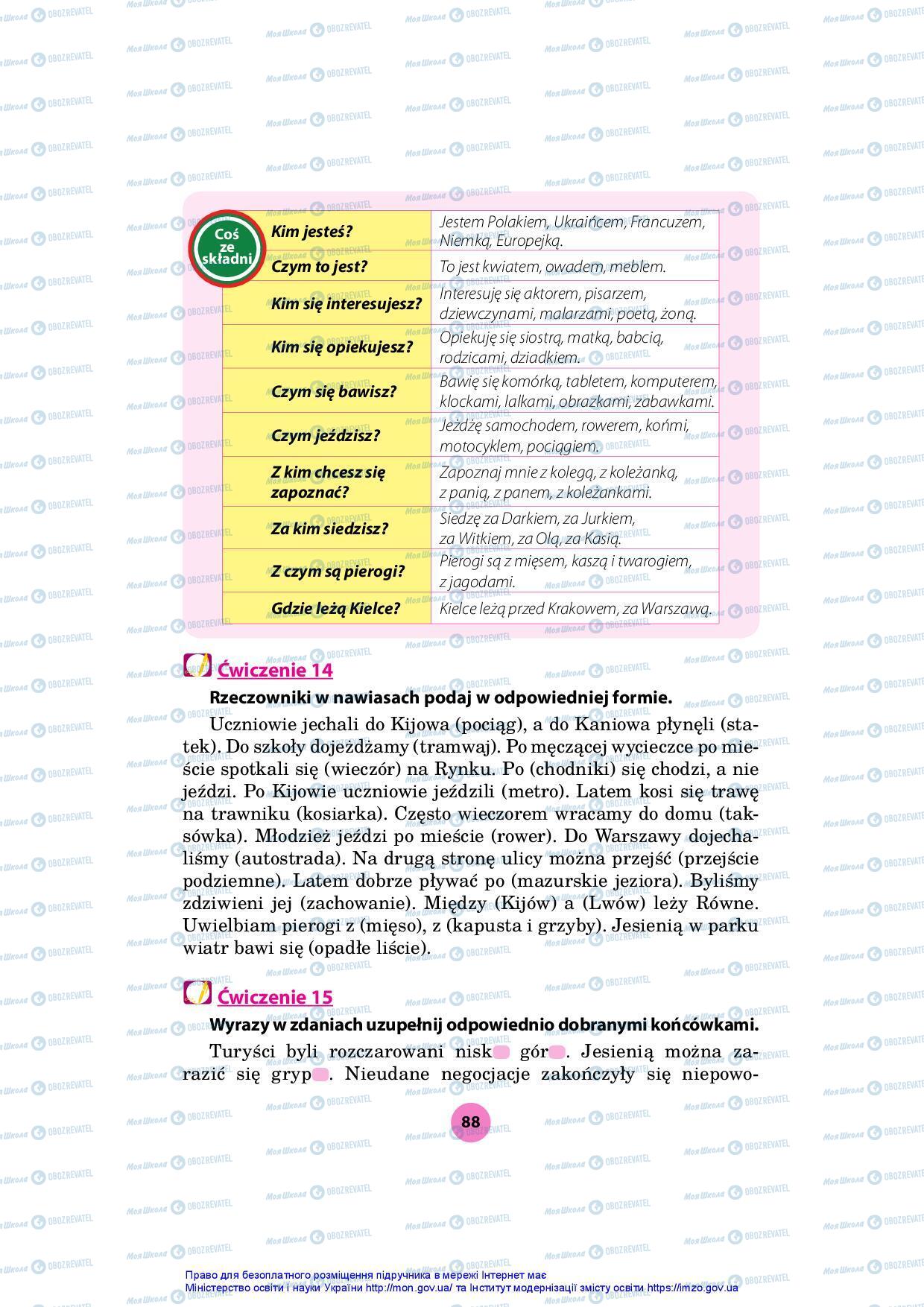 Підручники Польська мова 7 клас сторінка 88