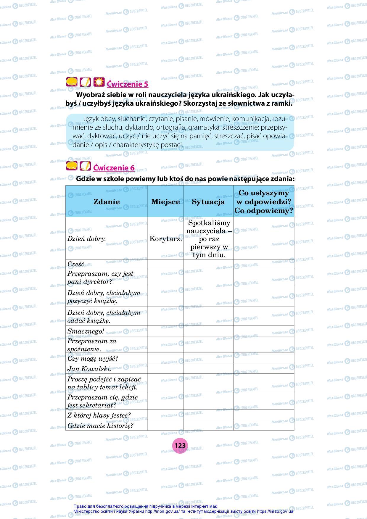 Підручники Польська мова 7 клас сторінка 123