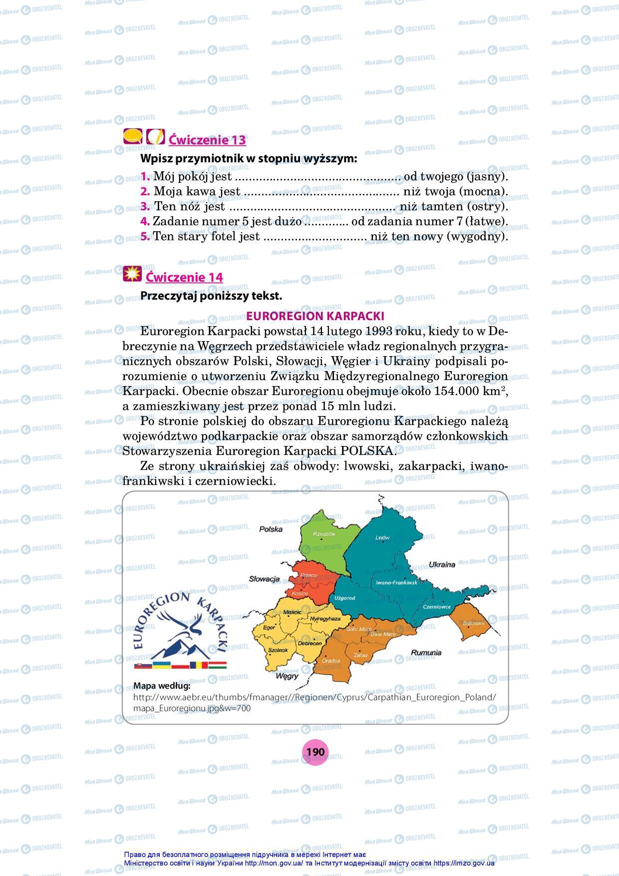 Підручники Польська мова 7 клас сторінка 190