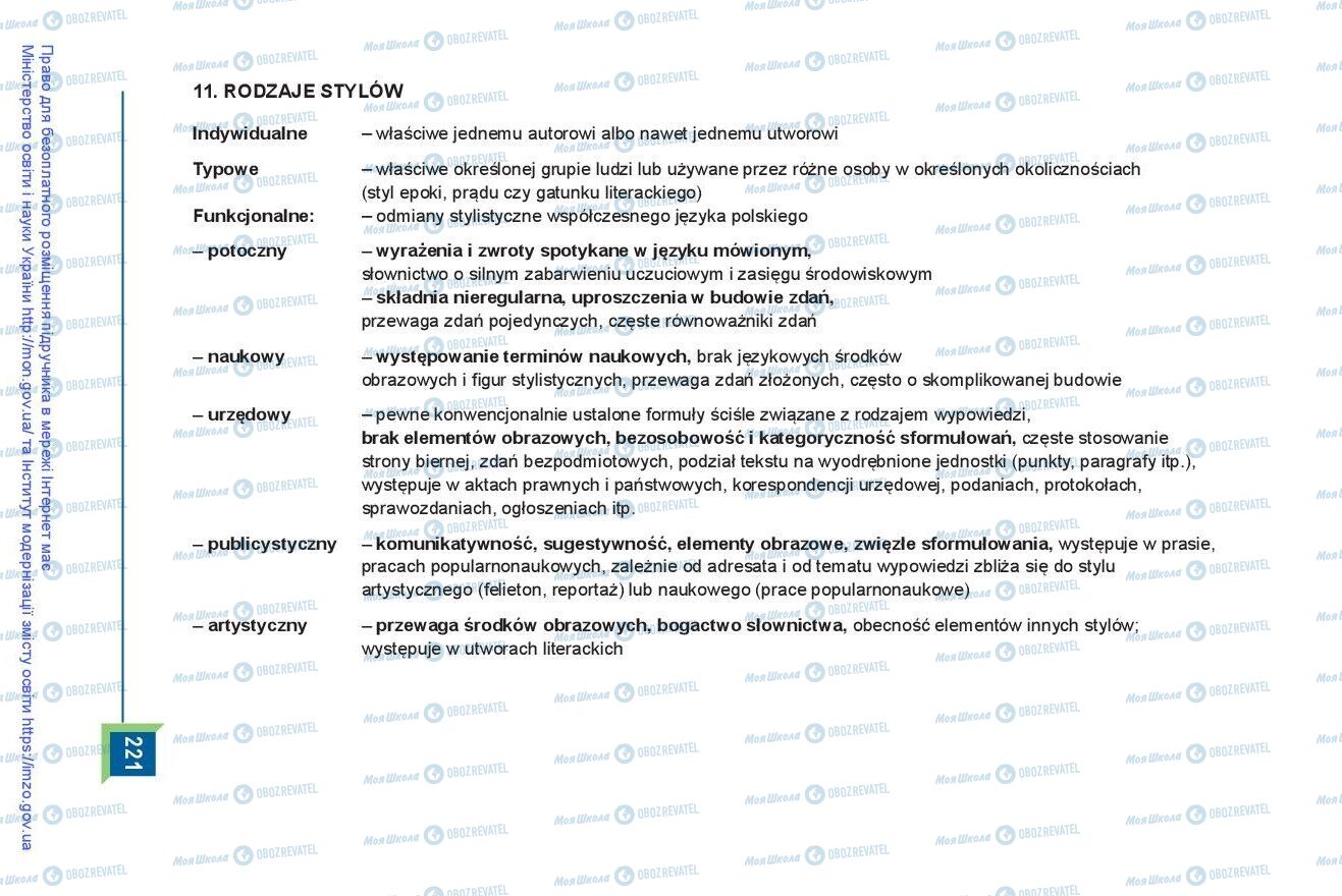 Підручники Польська мова 9 клас сторінка 221