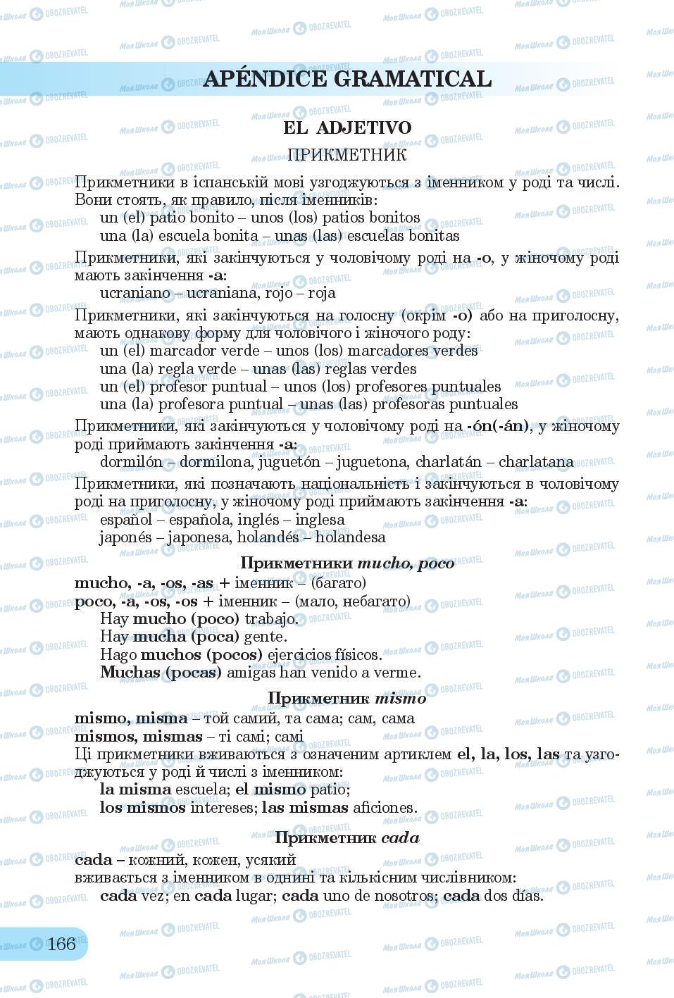 Підручники Іспанська мова 6 клас сторінка 166