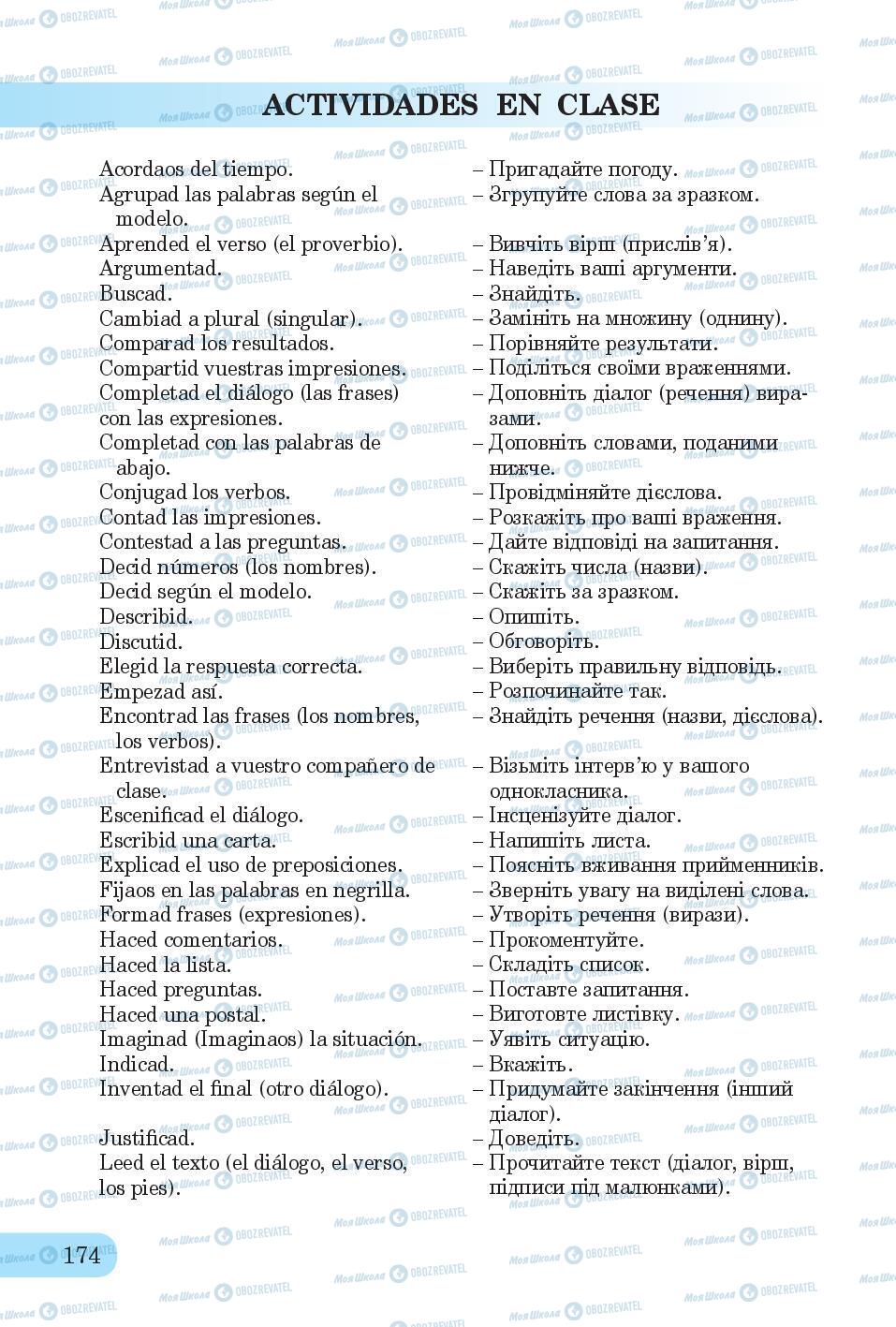 Підручники Іспанська мова 6 клас сторінка 174