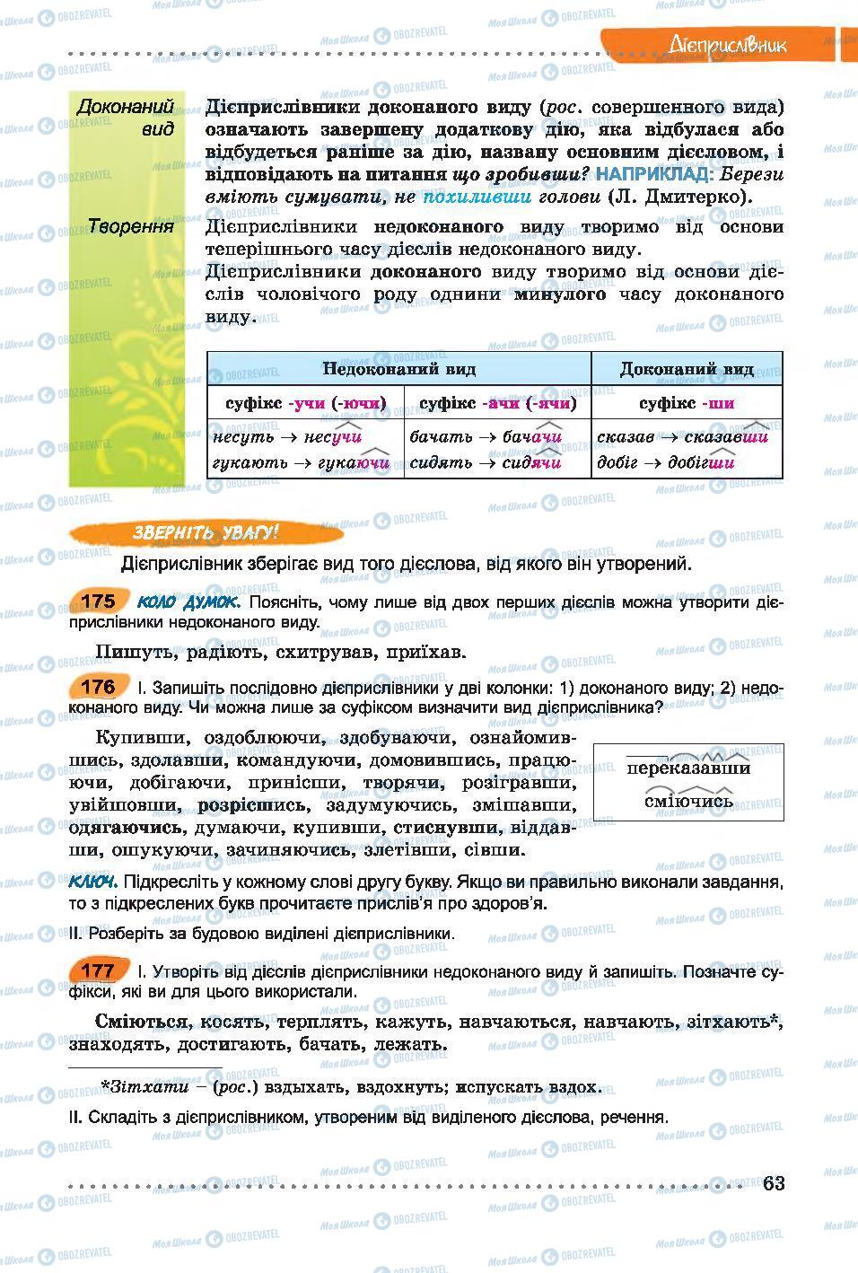 Підручники Українська мова 7 клас сторінка 63