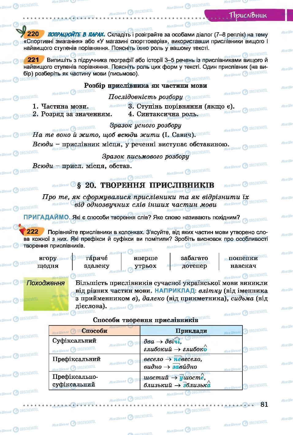 Учебники Укр мова 7 класс страница 81