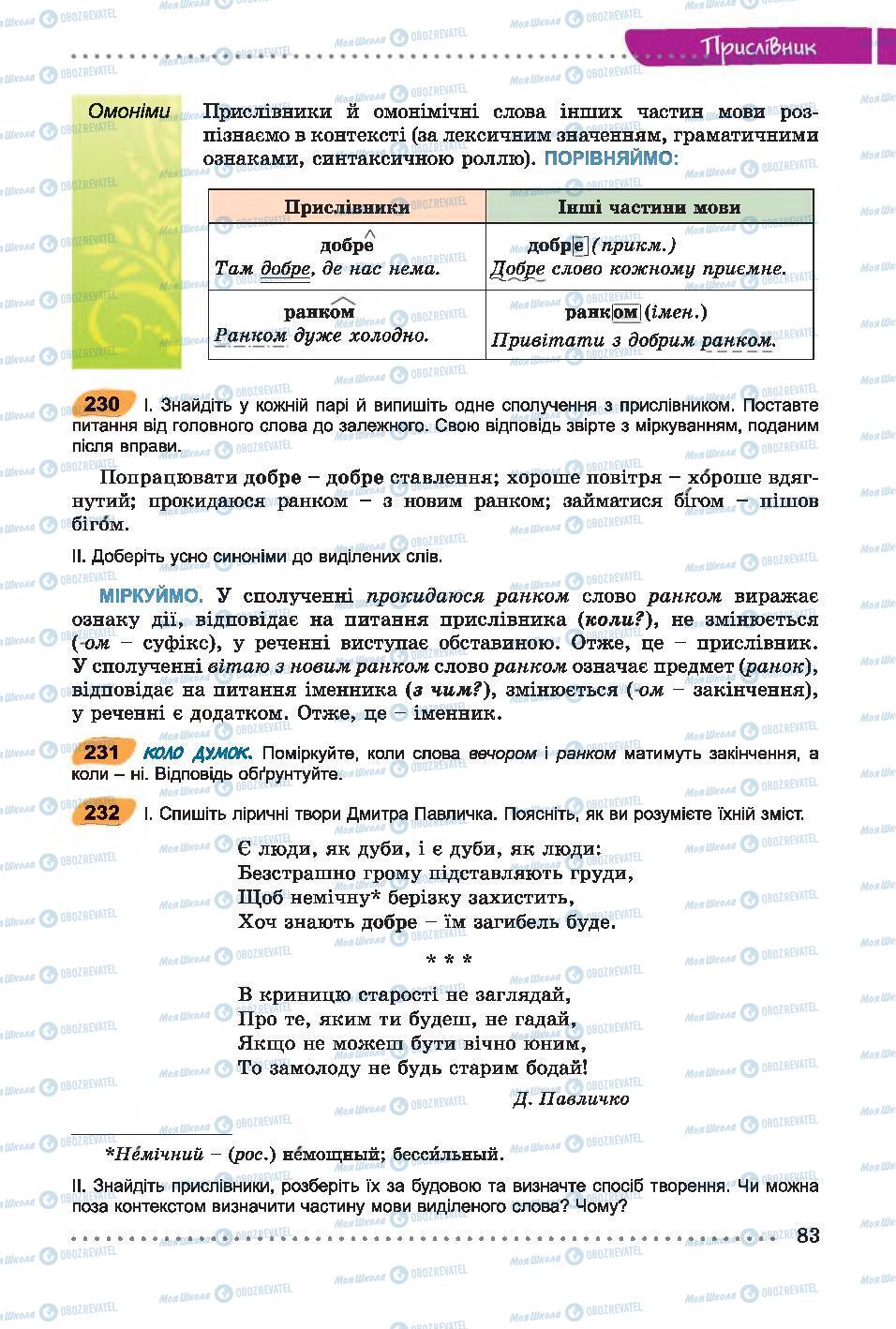 Учебники Укр мова 7 класс страница 83