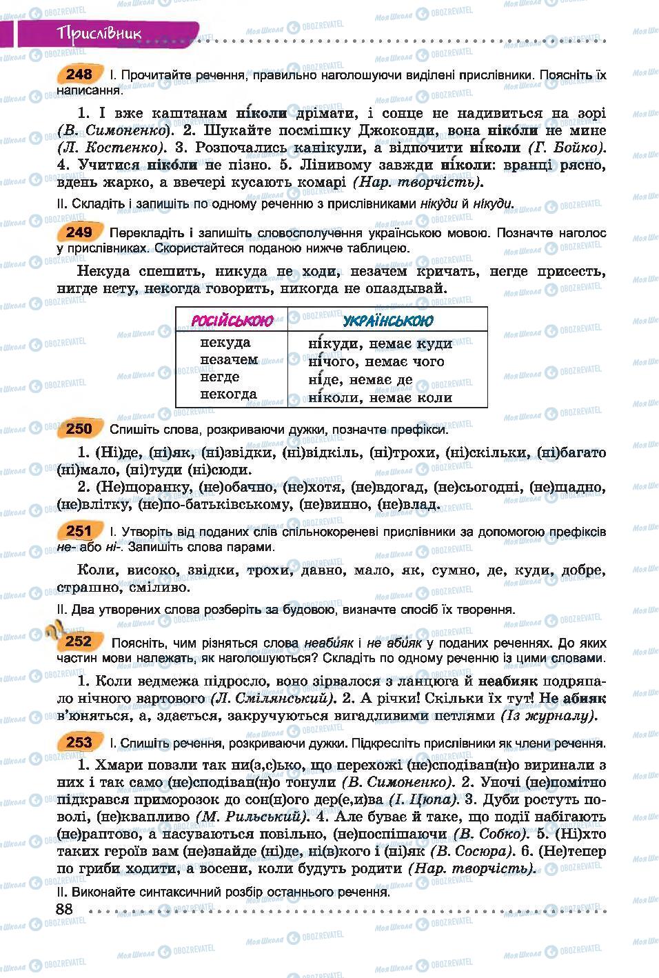 Учебники Укр мова 7 класс страница 88