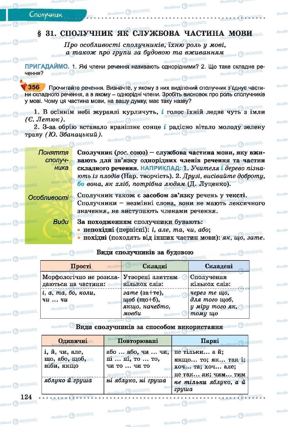 Підручники Українська мова 7 клас сторінка 124