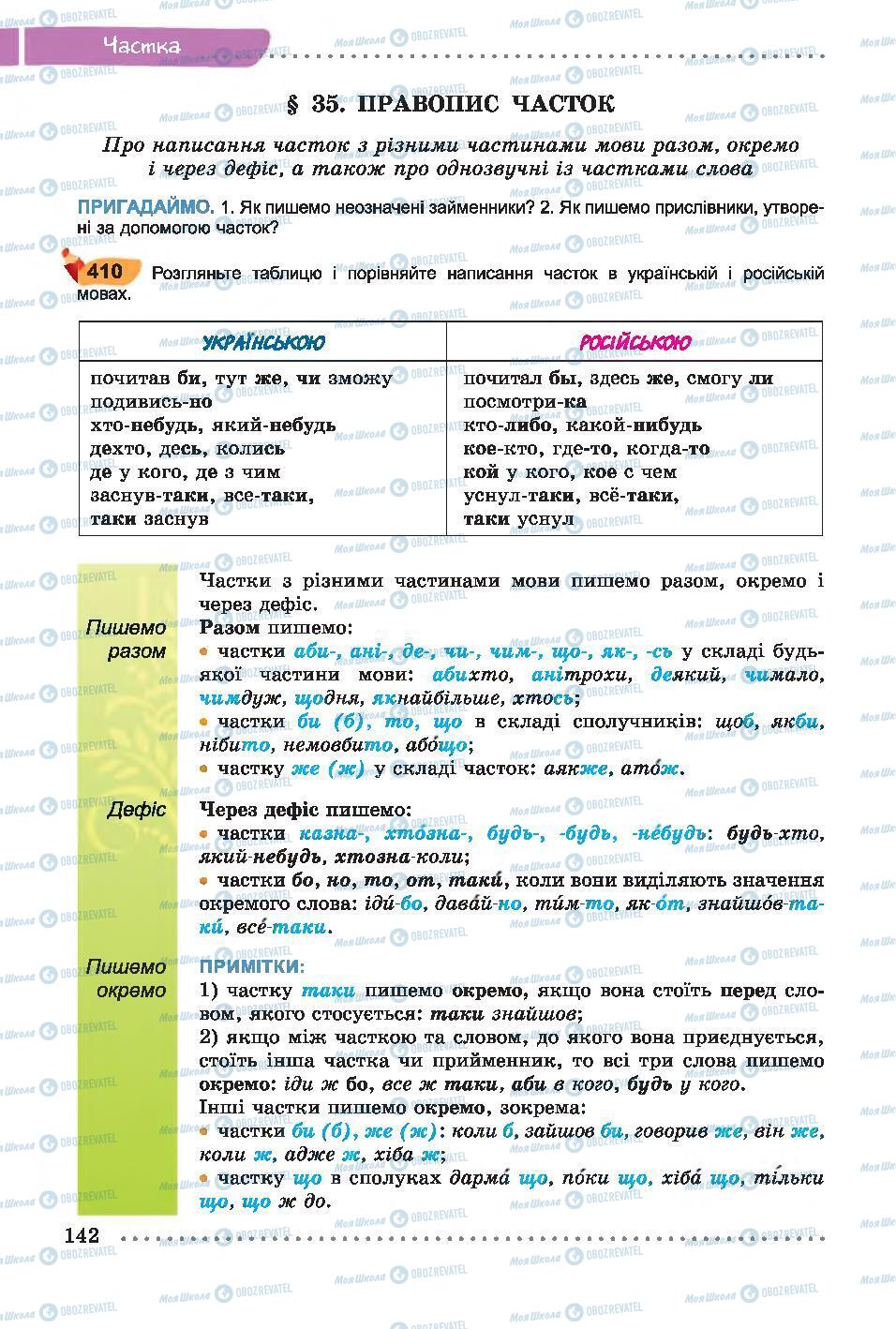 Підручники Українська мова 7 клас сторінка 142