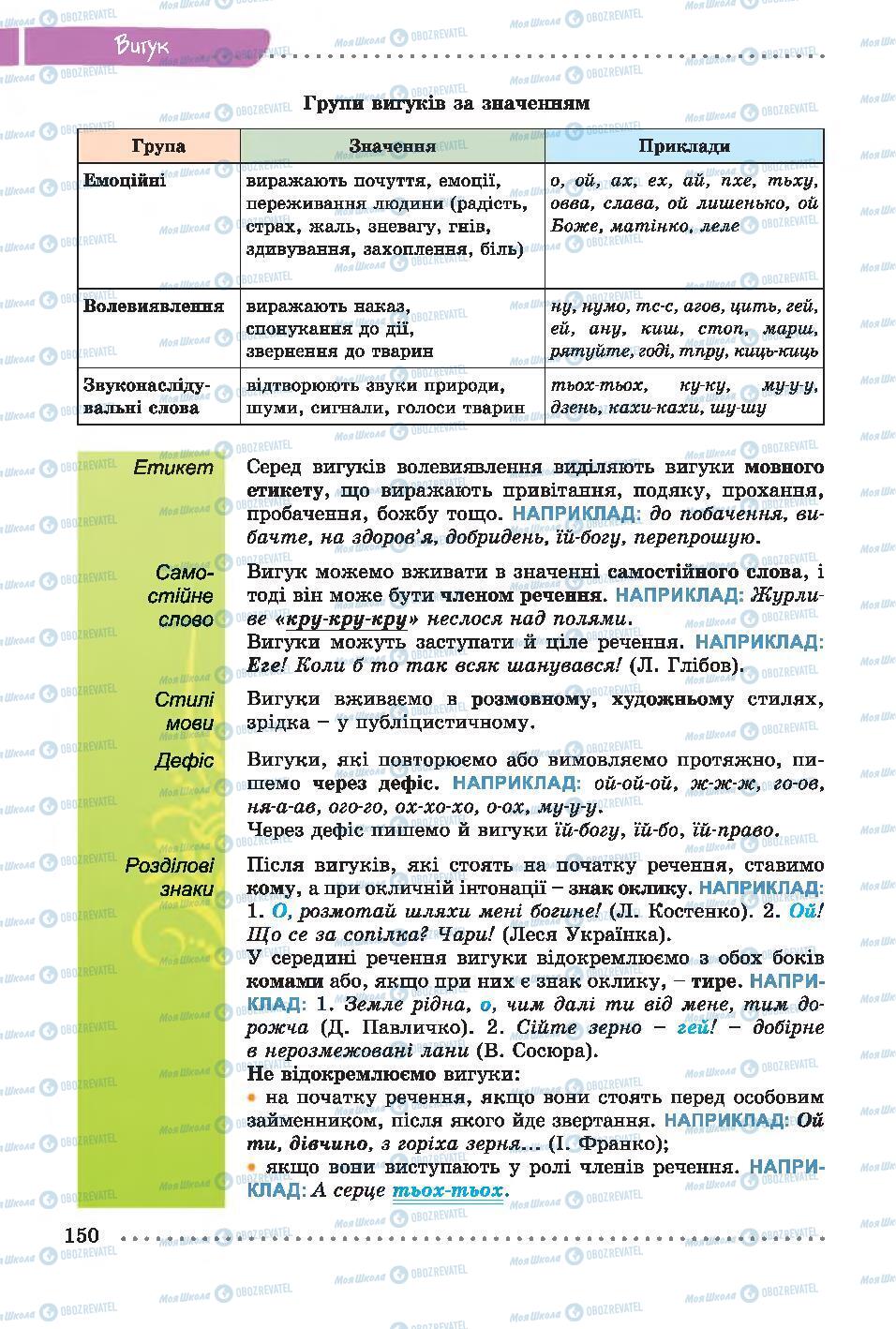 Підручники Українська мова 7 клас сторінка 150