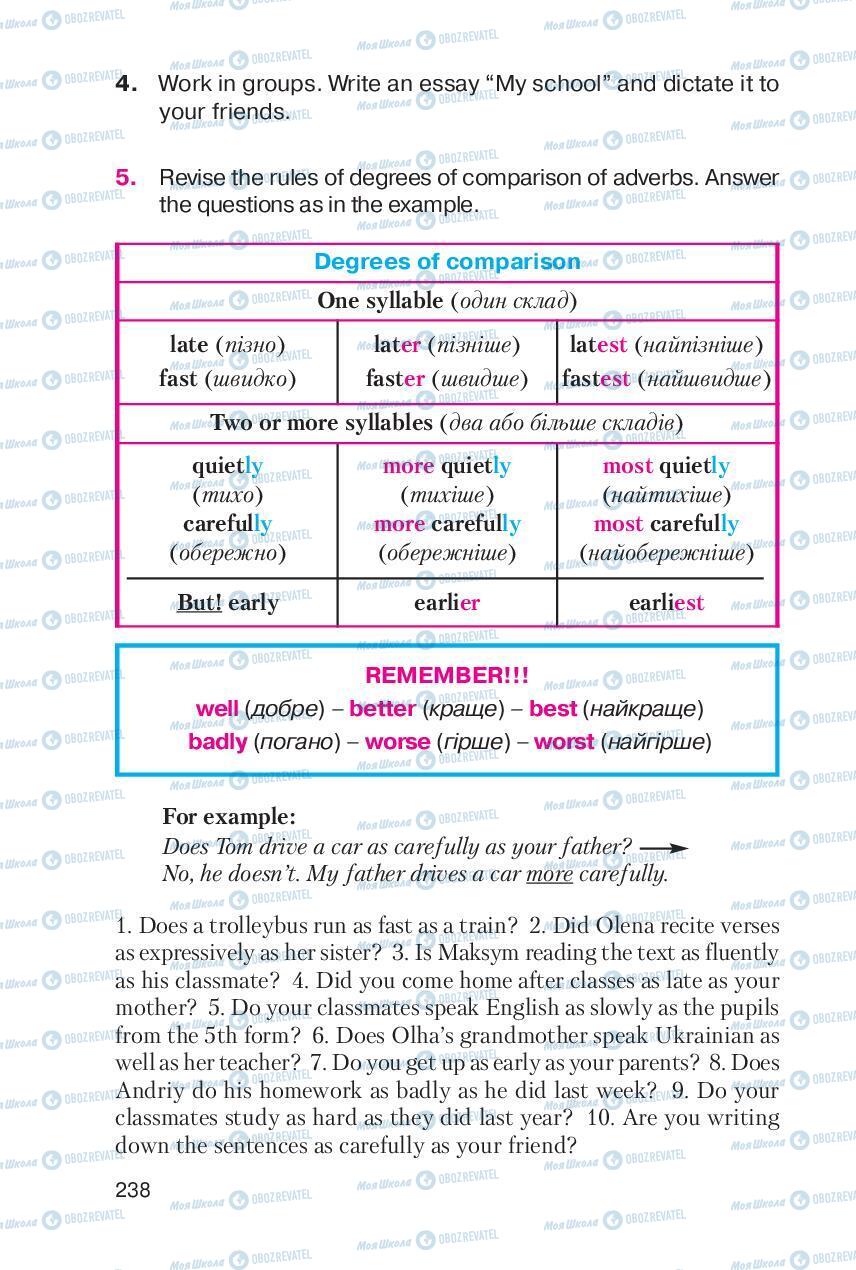 Підручники Англійська мова 6 клас сторінка 238