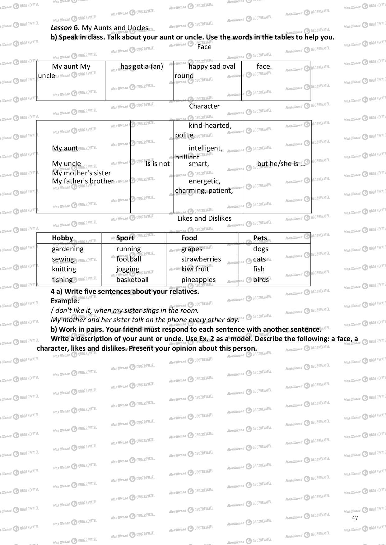 Підручники Англійська мова 6 клас сторінка 47