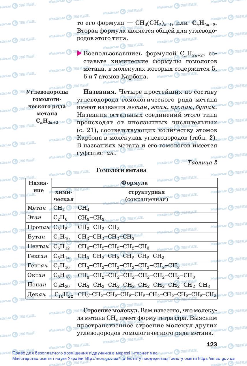 Підручники Хімія 9 клас сторінка 123