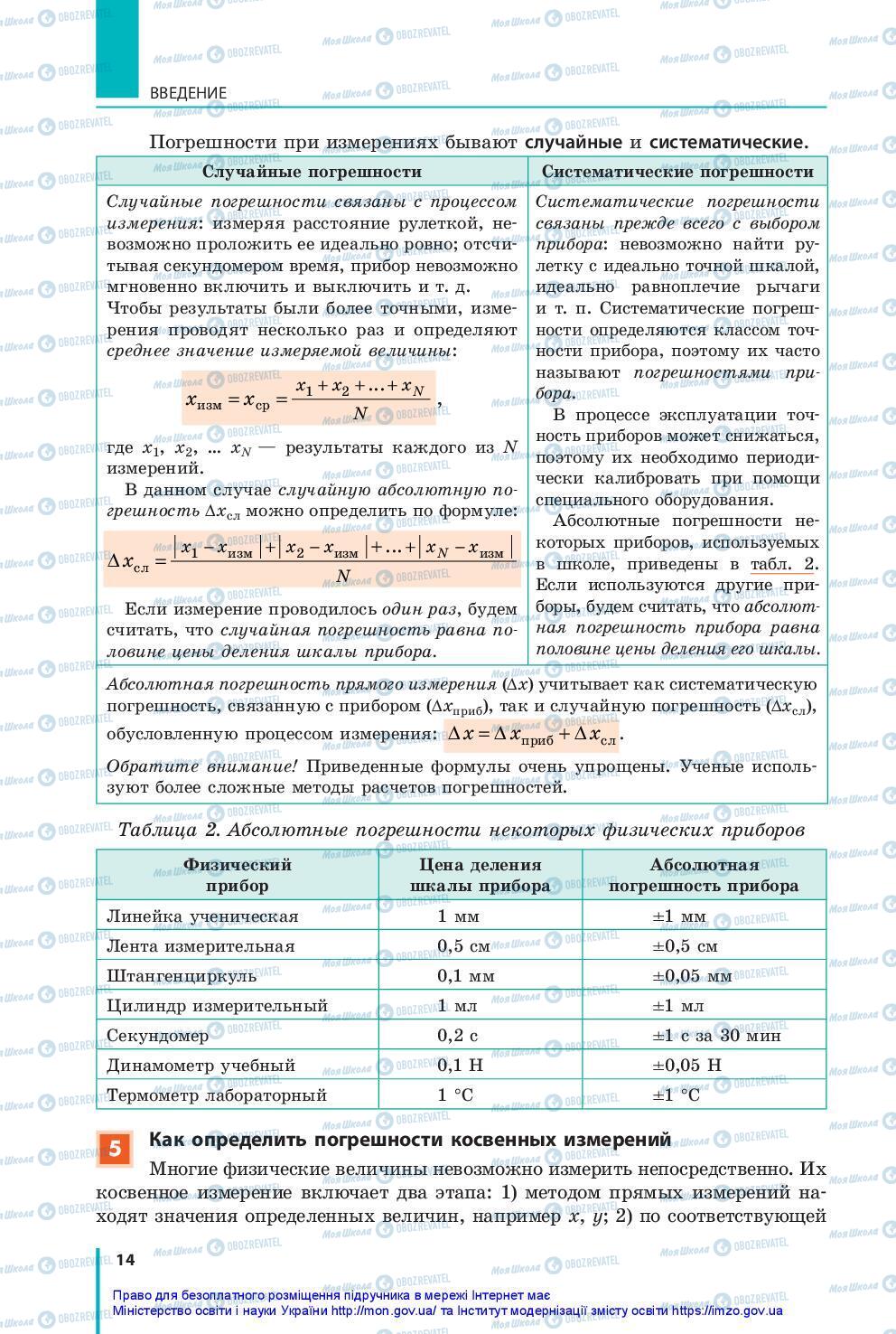 Підручники Фізика 10 клас сторінка 14