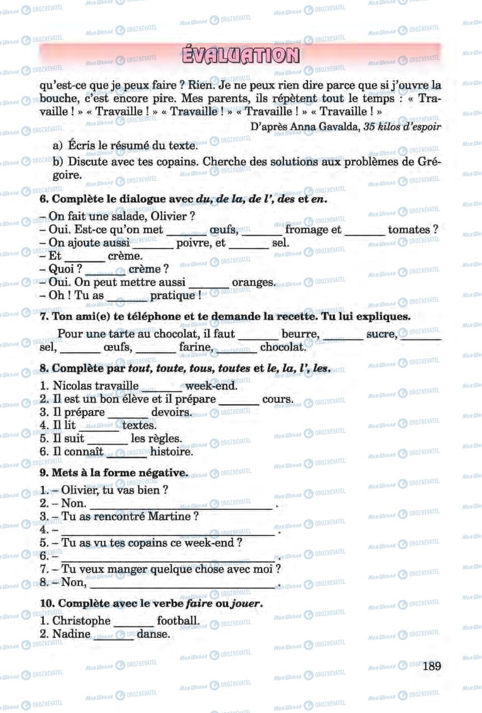 Підручники Французька мова 6 клас сторінка 189