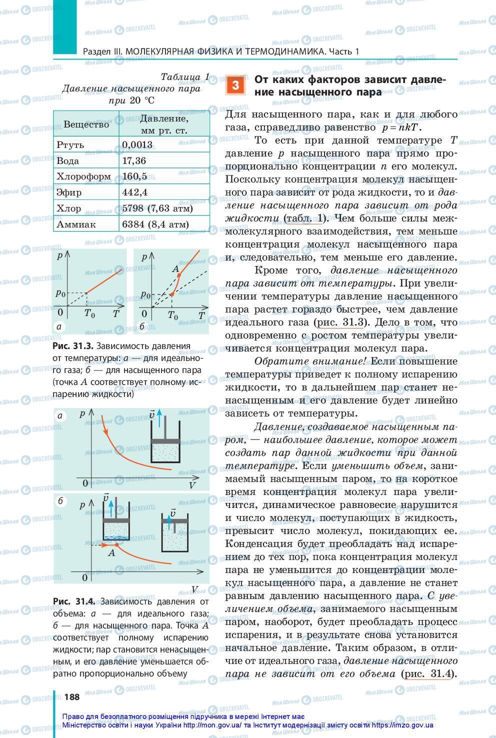 Підручники Фізика 10 клас сторінка 188