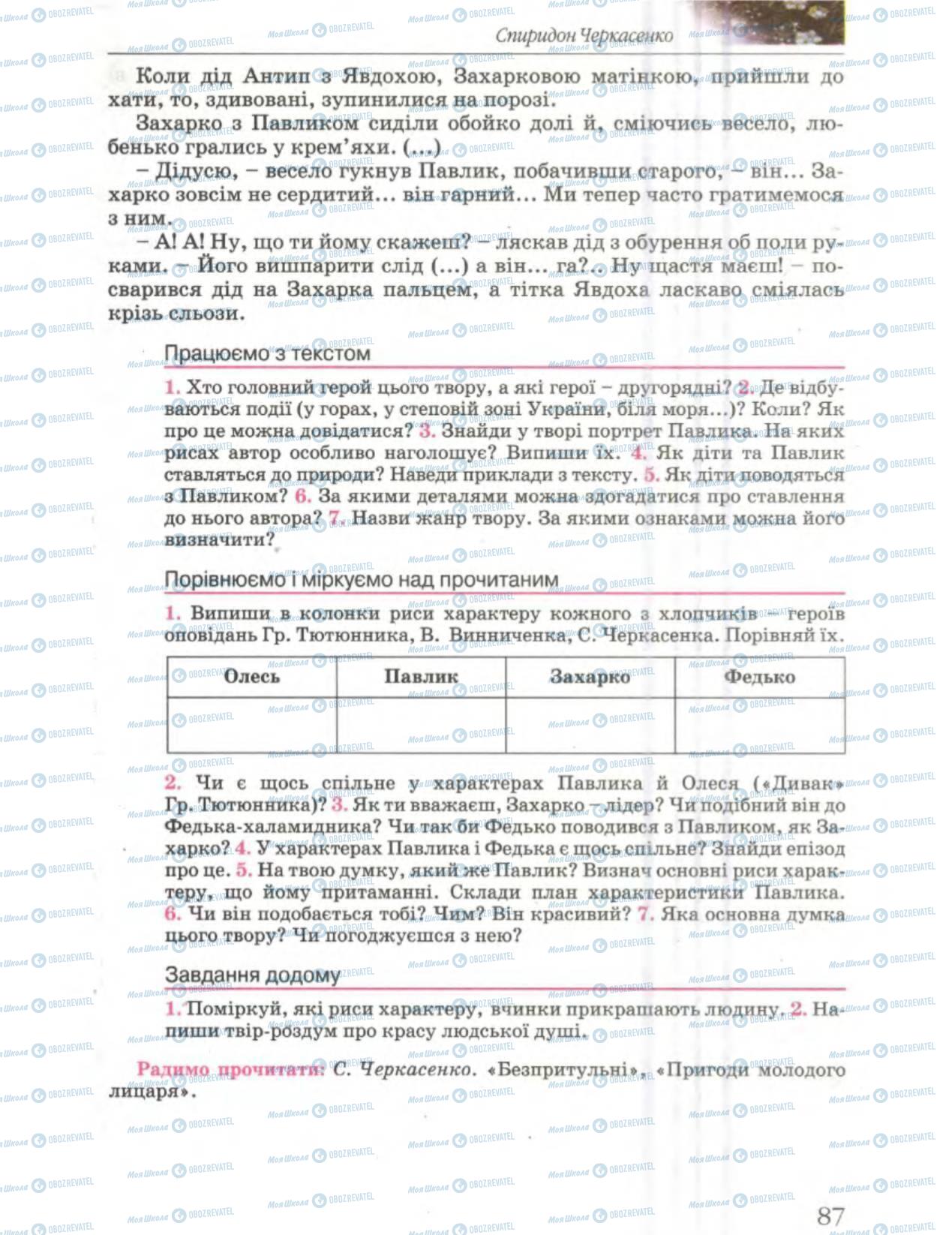 Підручники Українська література 6 клас сторінка 87