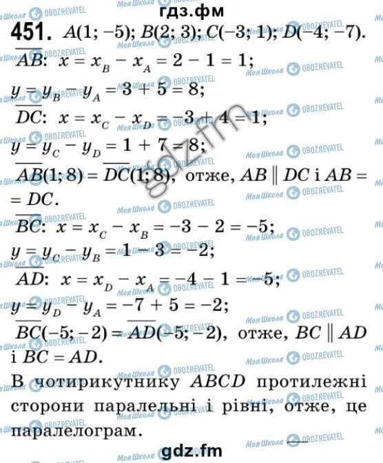 ГДЗ Геометрія 9 клас сторінка 451