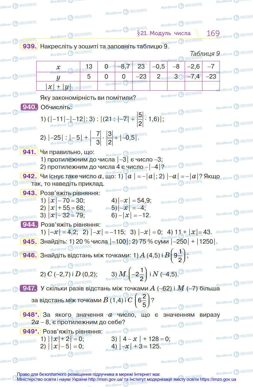 Підручники Математика 6 клас сторінка 169