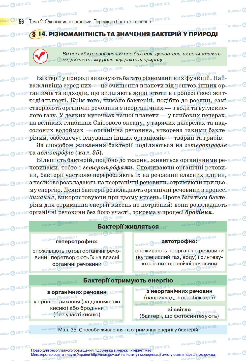 Підручники Біологія 6 клас сторінка 56