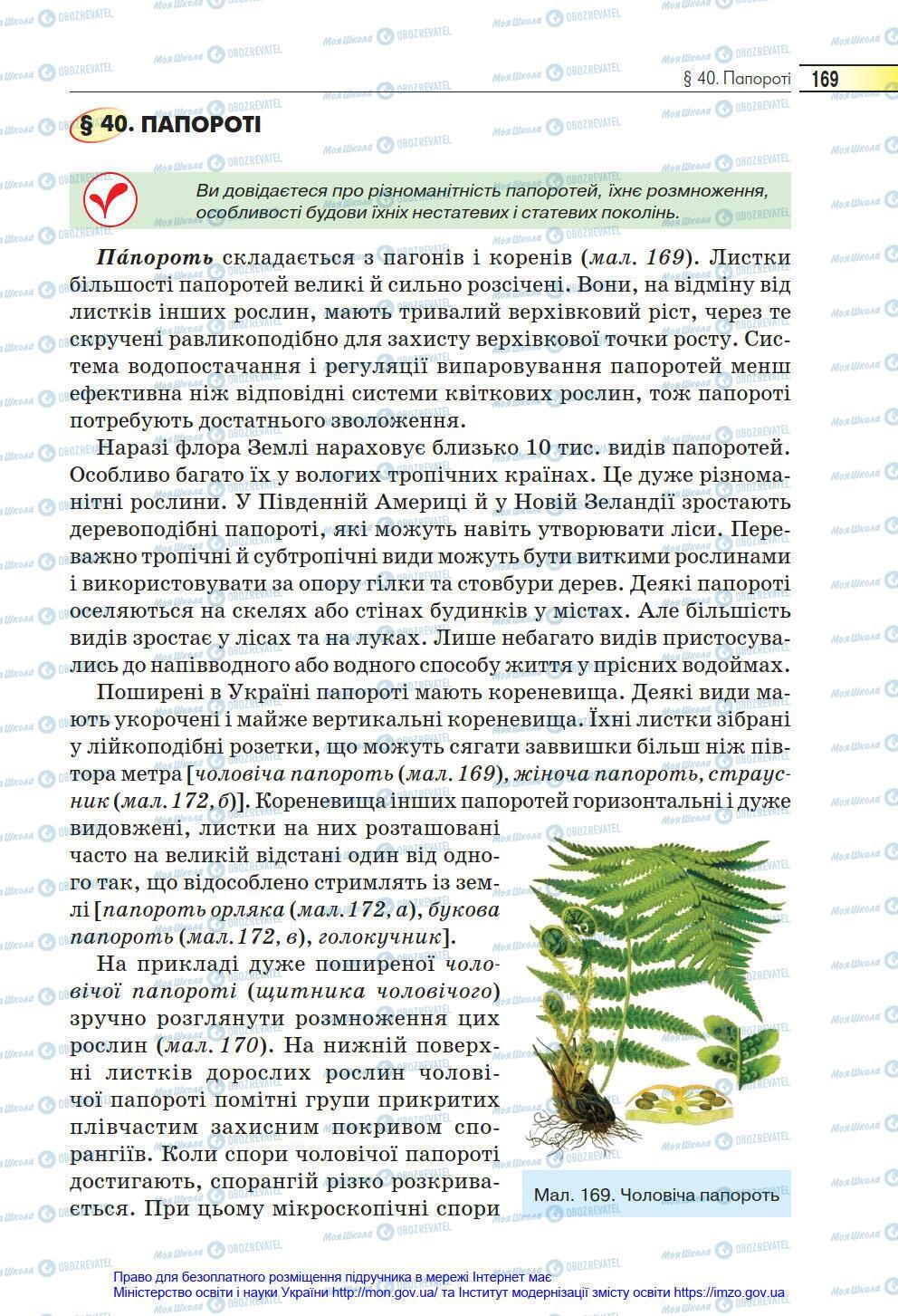 Підручники Біологія 6 клас сторінка 169