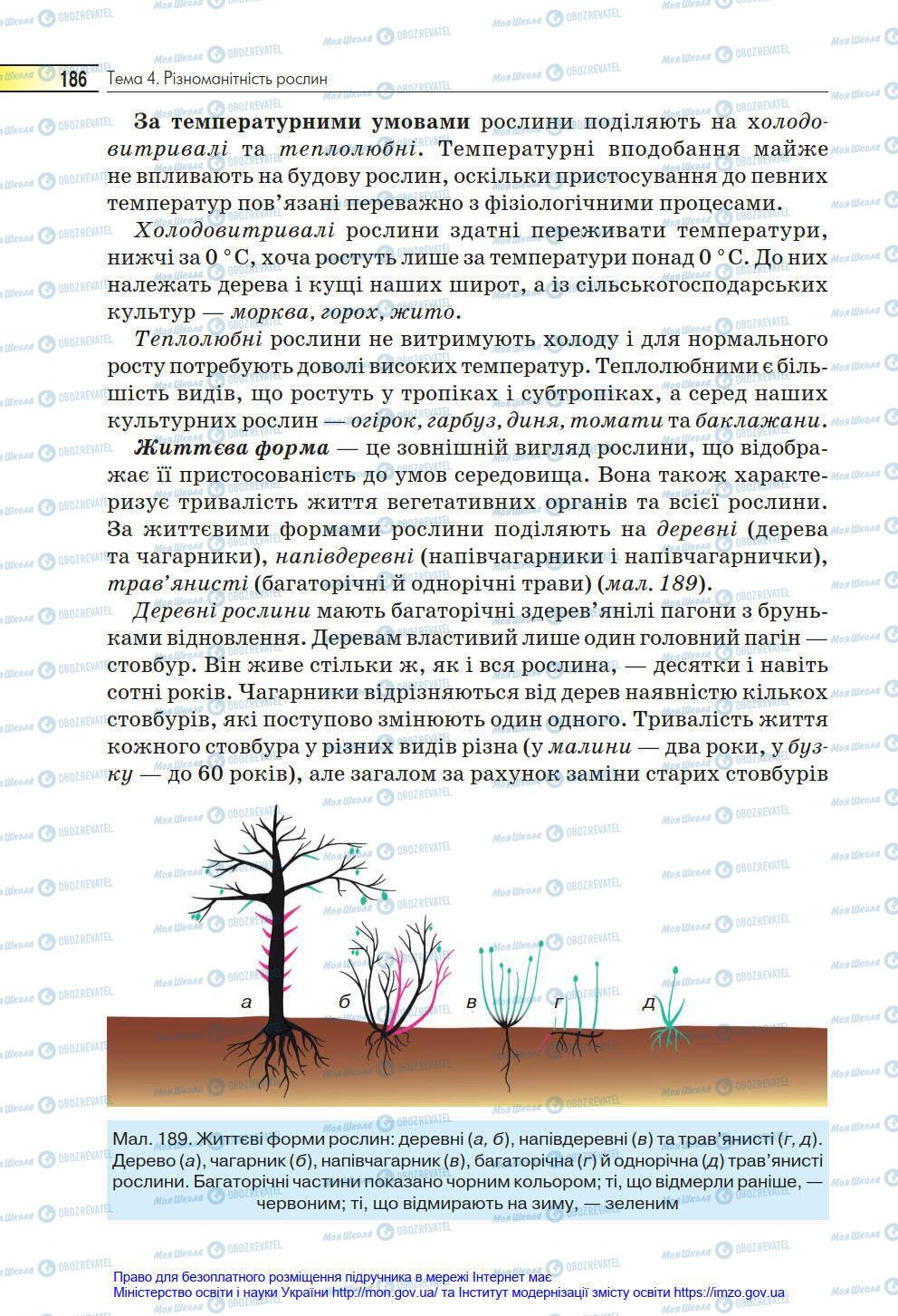 Підручники Біологія 6 клас сторінка 186