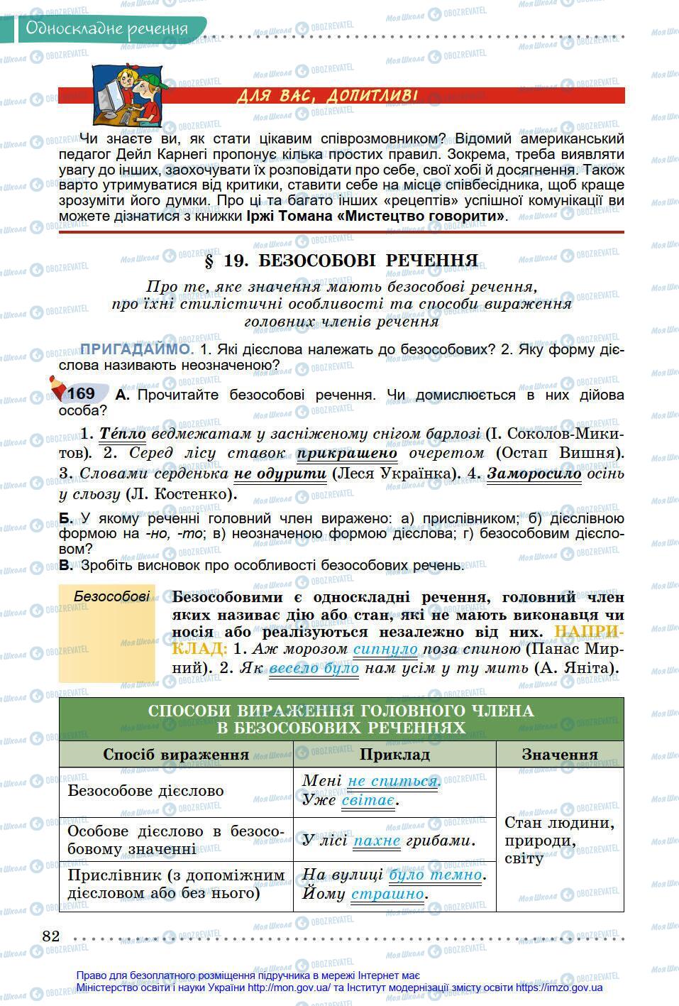 Підручники Українська мова 8 клас сторінка 82