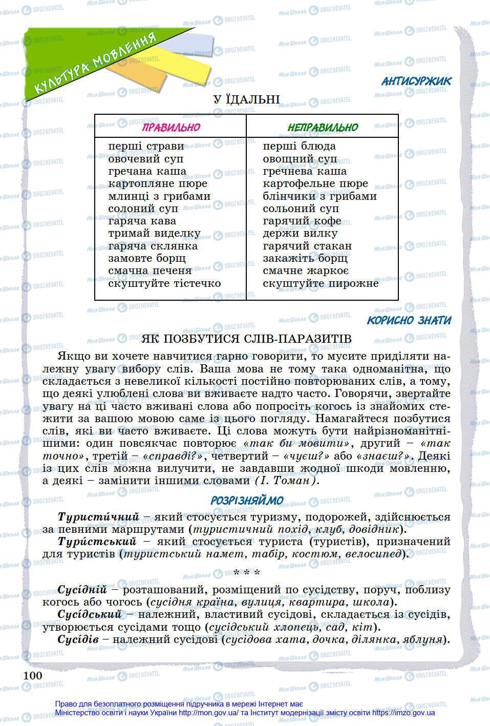 Підручники Українська мова 8 клас сторінка 100